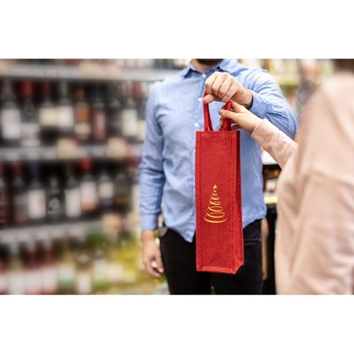 Flaschentasche in Rot aus Jute – Bild 5